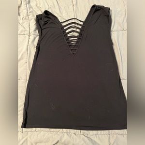 Black sleeveless blouse